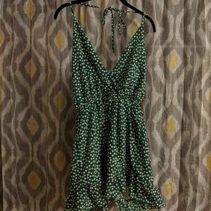 Green floral romper